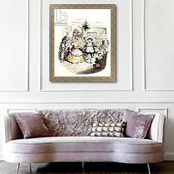 «Mr Fezziwig's Ball, from 'A Christmas Carol' by Charles Dickens 1843» в интерьере гостиной в классическом стиле над диваном «Mr Fezziwig's Ball, from 'A Christmas Carol' by Charles Dickens 1843» в интерьере гостиной в классическом стиле над диваном
