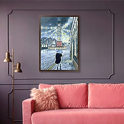 «A December Dusk at Tredegar, 1992» в интерьере прихожей в зеленых тонах над комодом «A December Dusk at Tredegar, 1992» в интерьере прихожей в зеленых тонах над комодом