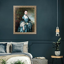 «Miss Theodosia Magill, Countess Clanwilliam, 1765» в интерьере классической спальни с темными стенами «Miss Theodosia Magill, Countess Clanwilliam, 1765» в интерьере классической спальни с темными стенами