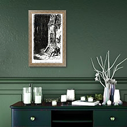 «Illustration from 'Les Contes Drolatiques', by Honore de Balzac engraved by Riault, 1855» в интерьере прихожей в зеленых тонах над комодом «Illustration from 'Les Contes Drolatiques', by Honore de Balzac engraved by Riault, 1855» в интерьере прихожей в зеленых тонах над комодом