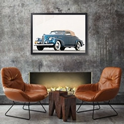 «LaSalle Convertible Coupe (52) '1940» в интерьере в стиле лофт с бетонной стеной над камином
