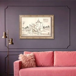 «Zhu Shouchang» в интерьере гостиной с розовым диваном