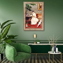 «Composition» в интерьере гостиной в зеленых тонах