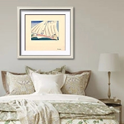 «Yachting» в интерьере спальни в стиле прованс над кроватью