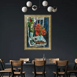 «Coquelicots» в интерьере столовой с черными стенами