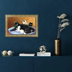 «Семейство кошачьих» в интерьере в классическом стиле в синих тонах