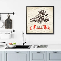 «Иллюстрация с виноградом» в интерьере кухни над мойкой