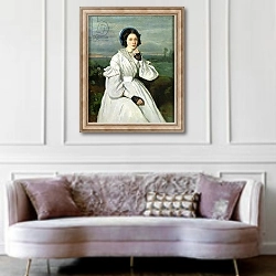 «Portrait of Louise Claire Sennegon, future Madame Charmois, 1837» в интерьере гостиной в классическом стиле над диваном