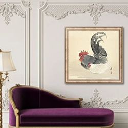 «Hen and rooster» в интерьере в классическом стиле над банкеткой