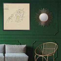 «Lily 3» в интерьере классической гостиной с зеленой стеной над диваном
