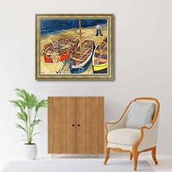 «Fischerboote am Strand» в интерьере в классическом стиле над комодом