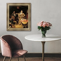«Свежий кавалер. Утро чиновника, получившего первый крестик. 1848» в интерьере в классическом стиле над креслом