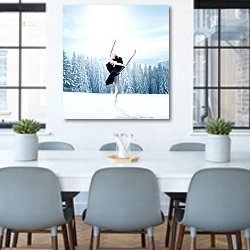 «Изящная балерина на фоне зимнего леса» в интерьере офиса над столом для конференций