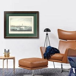 «City of New York, from Jersey City» в интерьере кабинета с кожаным креслом