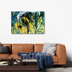 «Изумрудное и желтое» в интерьере современной гостиной над диваном