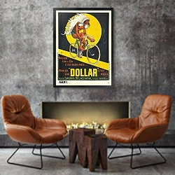 «Rouler sur l’or c’est bien, mais. rouler sur Dollar c’est mieux» в интерьере в стиле лофт с бетонной стеной над камином