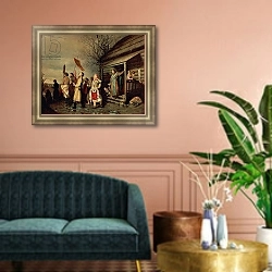 «Easter Procession, 1861» в интерьере классической гостиной над диваном