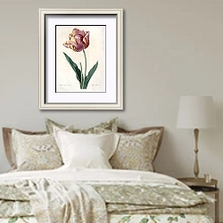 «Тюльпан разноцветный» в интерьере спальни в стиле прованс над кроватью