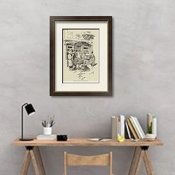 «Rue de Tiflis» в интерьере кабинета с серыми стенами над столом