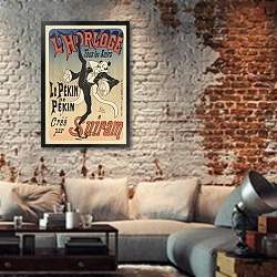 «L’ Horloge. Tous les soirs, le Pékin de Pékin, créé par Suiram» в интерьере гостиной в стиле лофт с кирпичной стеной