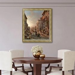 «Процессия в Неаполе» в интерьере столовой в классическом стиле