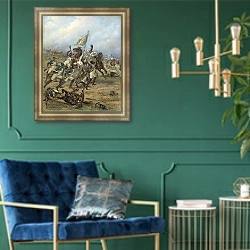 «Бой за знамя» в интерьере в классическом стиле с зеленой стеной