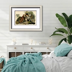 «Ruffed Grouse» в интерьере спальни в стиле прованс с голубыми деталями