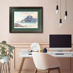 «Рождественская гавань, земля Кергелен» в интерьере кабинета в бежевых тонах