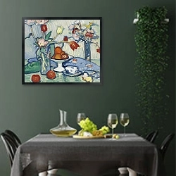 «Tulips» в интерьере столовой в зеленых тонах