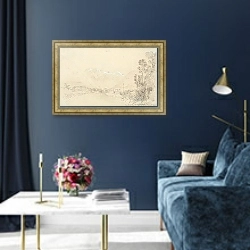 «Вид с горы Отира на Теремаков» в интерьере в классическом стиле в синих тонах