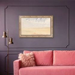 «The Channel Sketchbook 34» в интерьере гостиной с розовым диваном