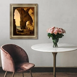 «Вид грота в Сорренто» в интерьере в классическом стиле над креслом