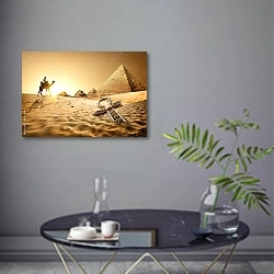 «Пирамиды и Анх» в интерьере современной гостиной в серых тонах