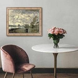 «The Seine and Notre Dame» в интерьере в классическом стиле над креслом