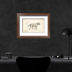 «Hoary Aguara Dog» в интерьере кабинета в черных цветах над столом