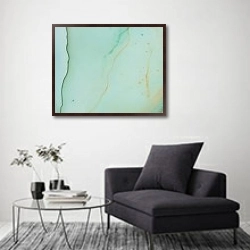 «Abstract emerald with gold ink art 1» в интерьере в стиле минимализм над креслом