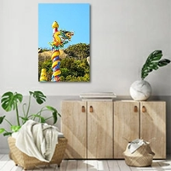 «Китайский дракон 2» в интерьере современной комнаты над комодом