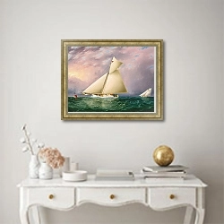 «Yacht Race In New York Harbor» в интерьере в классическом стиле над столом