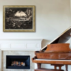 «The Sportpaleis in Antwerp» в интерьере классической гостиной над камином