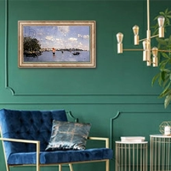 «A Venetian View,» в интерьере в классическом стиле с зеленой стеной