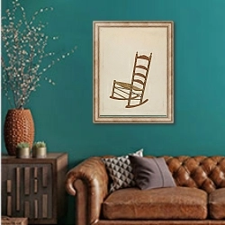«Rocking Chair» в интерьере гостиной с зеленой стеной над диваном