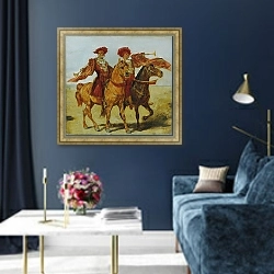 «Zwei berittene Fanfarenbläser» в интерьере в классическом стиле в синих тонах