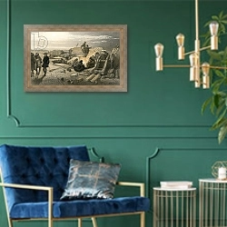 «A quiet night in the Batteries, Greenhill Battery, 29 January 1855» в интерьере в классическом стиле с зеленой стеной