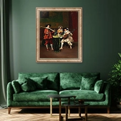 «The recital» в интерьере зеленой гостиной над диваном