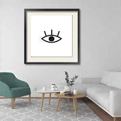 «Eye 2» в интерьере гостиной в скандинавском стиле с зеленым креслом