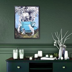 «Afternoon Tea, 2003» в интерьере прихожей в зеленых тонах над комодом