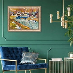 «Vorfrühling In Stampa» в интерьере в классическом стиле с зеленой стеной