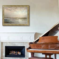 «Морской пейзаж» в интерьере классической гостиной над камином