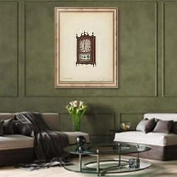 «Shelf Clock» в интерьере гостиной в оливковых тонах