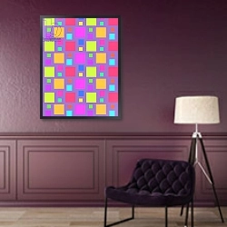 «Multicoloured Squares, 2011» в интерьере в классическом стиле в фиолетовых тонах